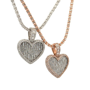 14k gold and diamond Heart Pendant and Gold Ice Link chain (VALENTINE`S DAY SPECIAL) (choose your color)