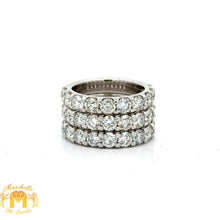 Load image into Gallery viewer, 14k white gold and diamond Band (3 rows of diamonds)