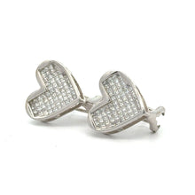 Load image into Gallery viewer, 14k white gold and diamond Heart Earrings