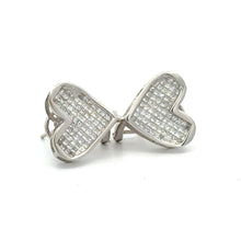 Load image into Gallery viewer, 14k white gold and diamond Heart Earrings