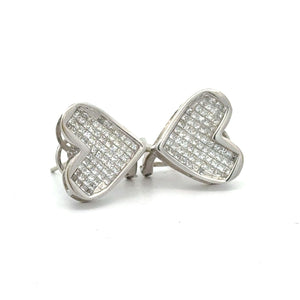 14k white gold and diamond Heart Earrings