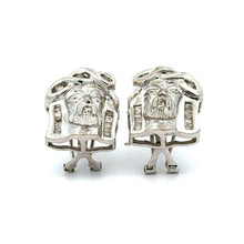 Load image into Gallery viewer, 14k white gold and diamond Jesus Head Earrings