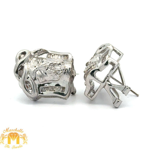 14k white gold and diamond Jesus Head Earrings