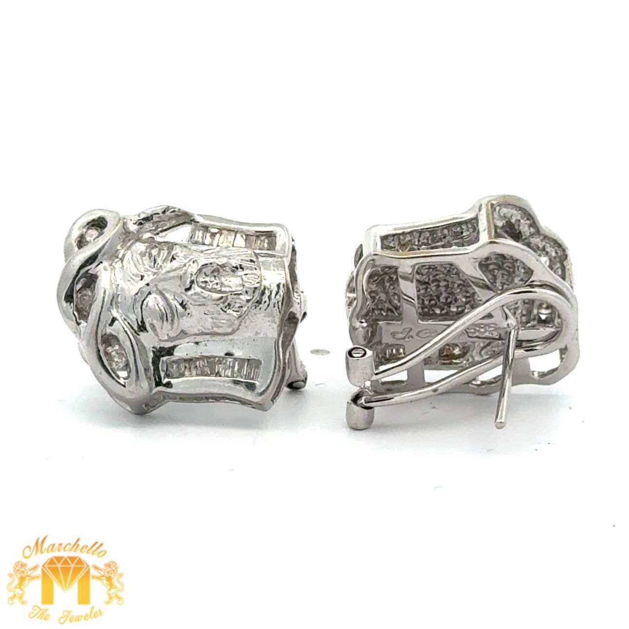 14k white gold and diamond Jesus Head Earrings