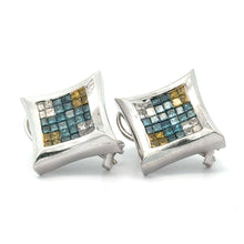 Load image into Gallery viewer, 14k white gold and diamond Square shape Earrings