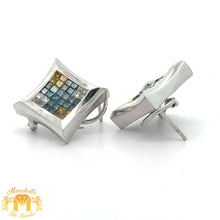 Load image into Gallery viewer, 14k white gold and diamond Square shape Earrings