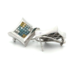 Load image into Gallery viewer, 14k white gold and diamond Square shape Earrings