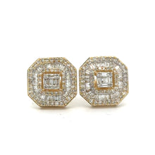 Load image into Gallery viewer, 14k yellow gold and diamond Square shape Earrings