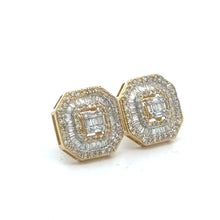 Load image into Gallery viewer, 14k yellow gold and diamond Square shape Earrings