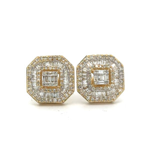 14k yellow gold and diamond Square shape Earrings