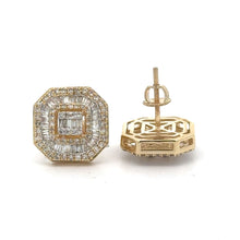 Load image into Gallery viewer, 14k yellow gold and diamond Square shape Earrings