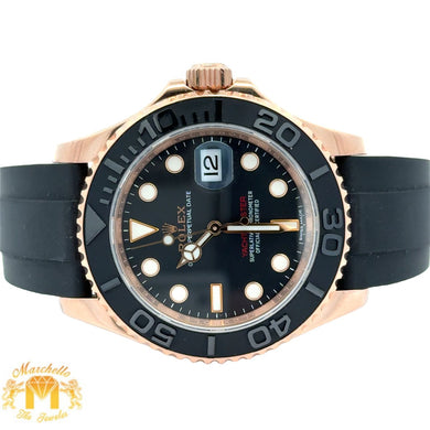 40mm Rolex Yacht-Master Watch with Black Rubber Band