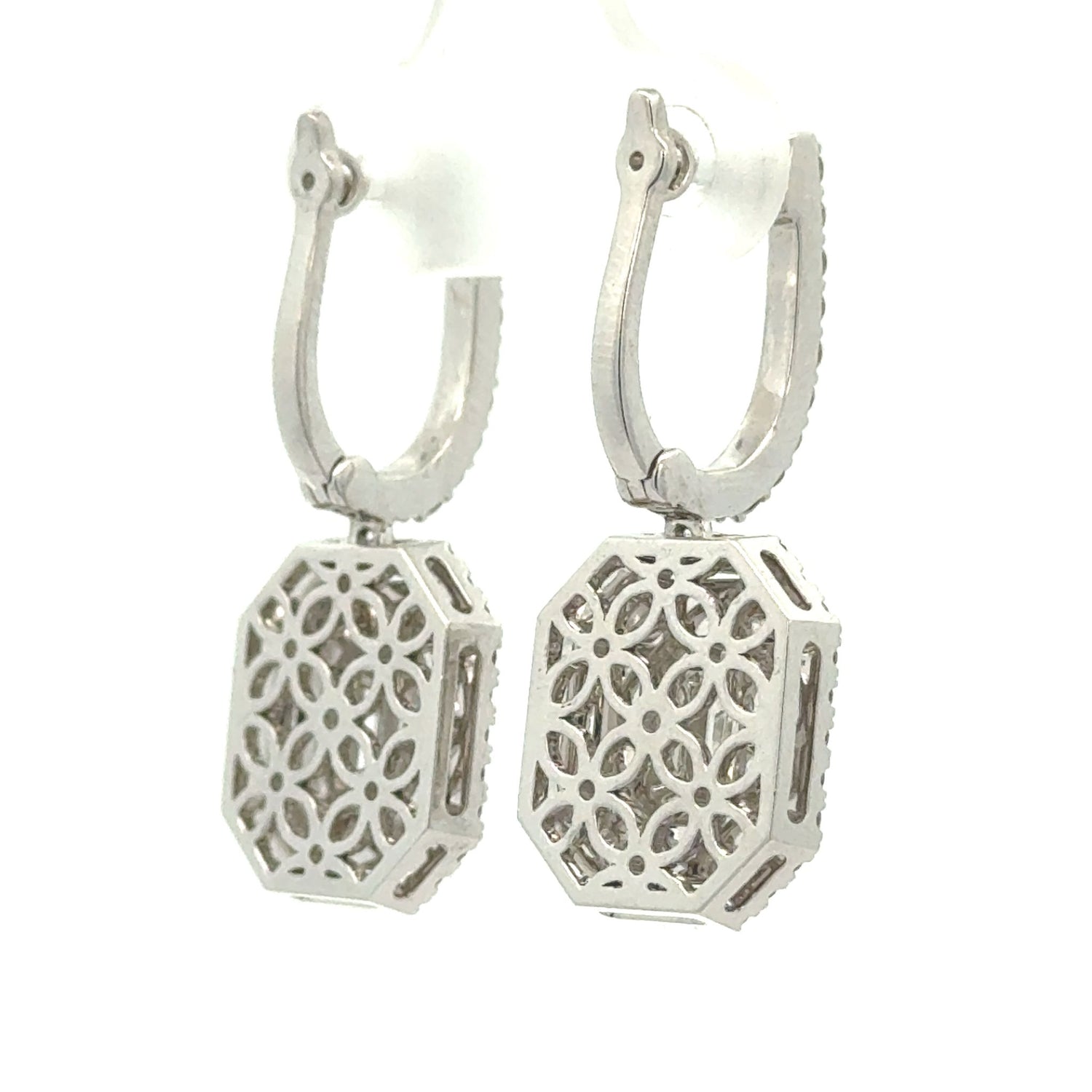 14k white gold and diamond Fancy Drop Earrings