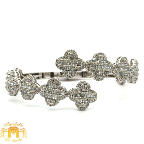 10k gold and diamond Clover Bangle (choose your color)