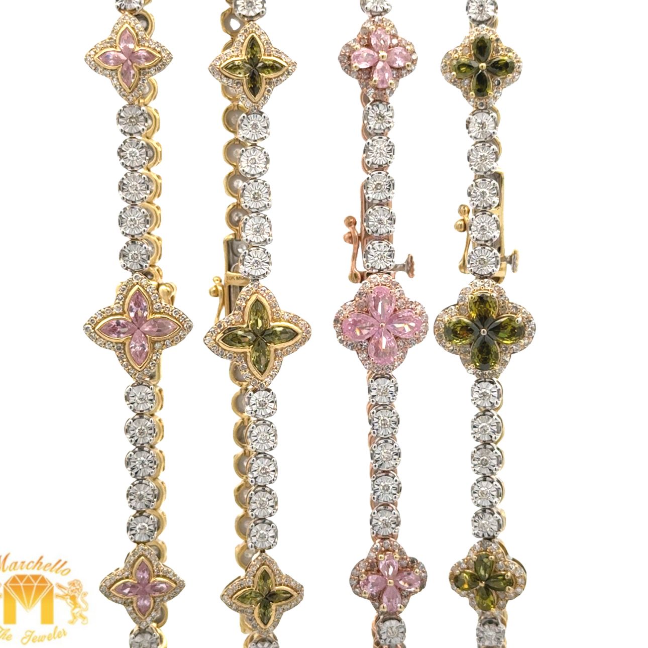 Gold and Diamond Fancy Bracelet (choose your color)
