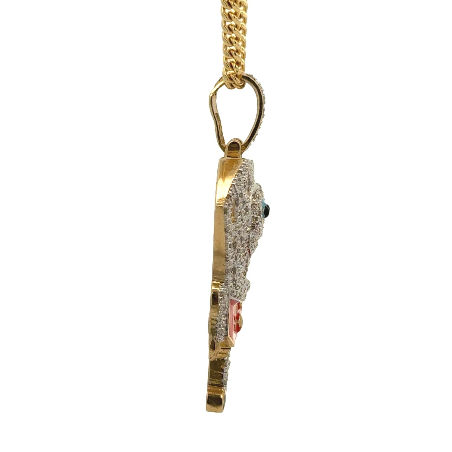 Yellow Gold and Diamond SpongeBob SquarePants Pendant and Yellow gold Cuban Chain