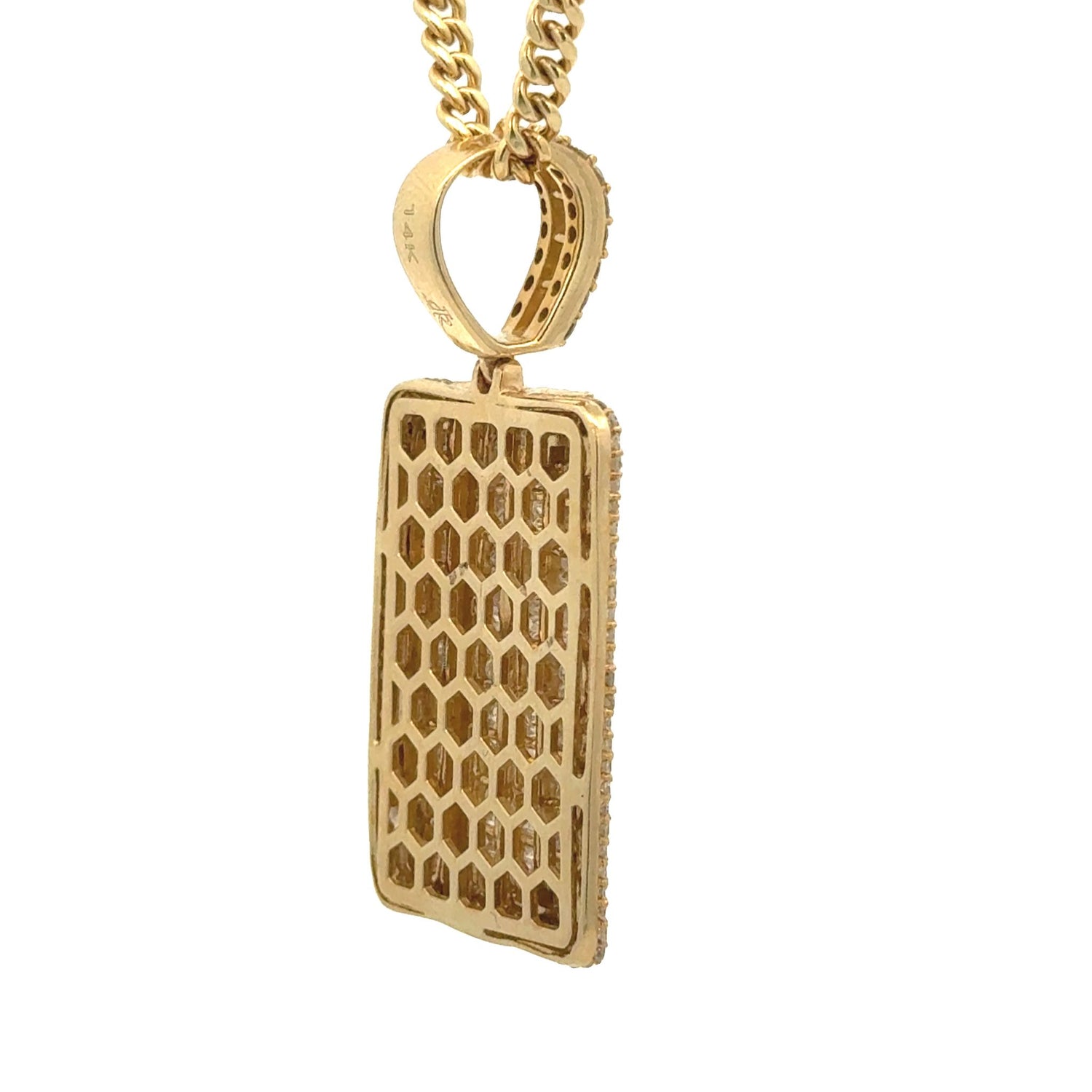 14k yellow Gold and Diamond Pendant and 14k yellow gold Cuban Chain