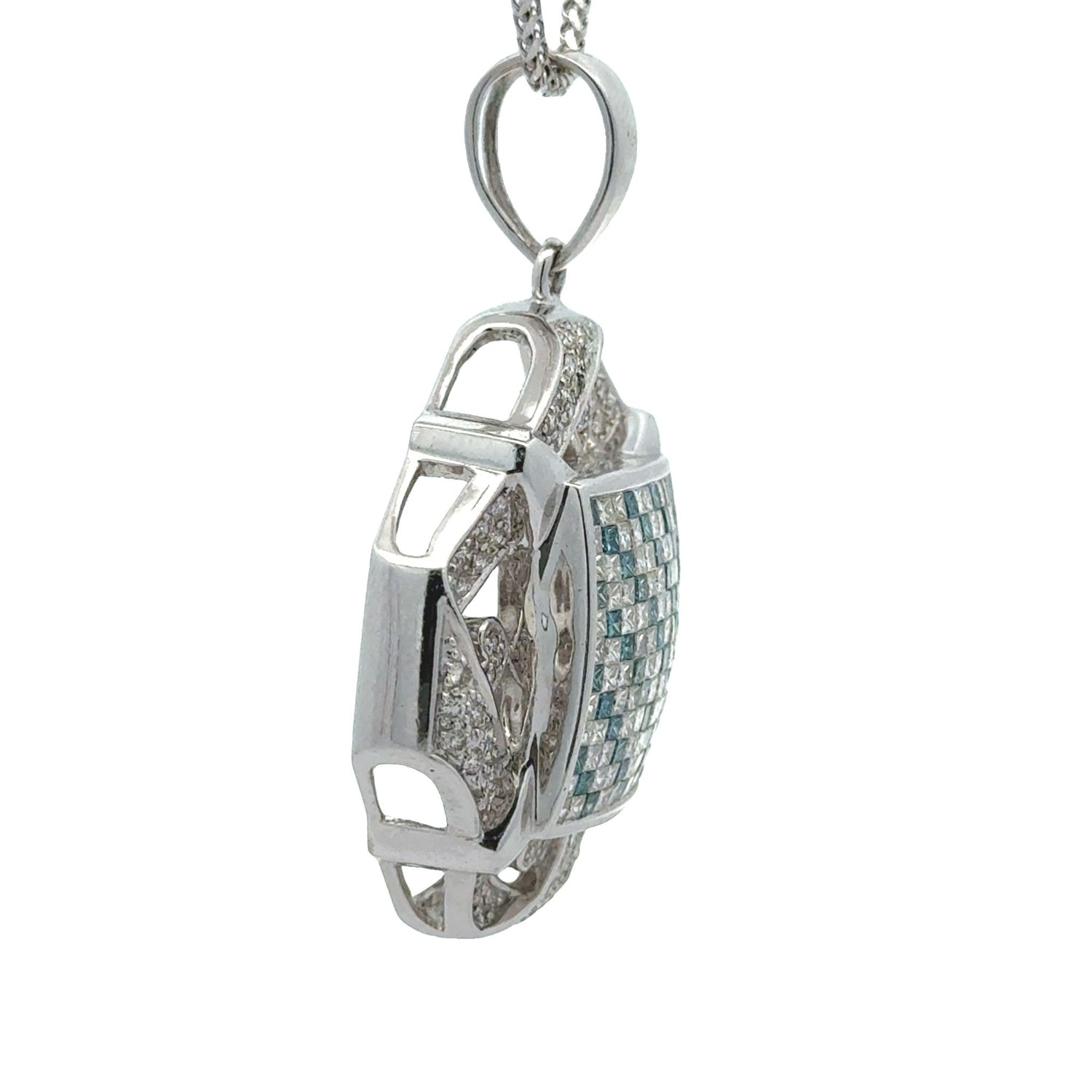 14k white gold and Diamond  Pendant and 10k white gold Franco Chain