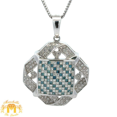 14k white gold and Diamond  Pendant and 10k white gold Franco Chain