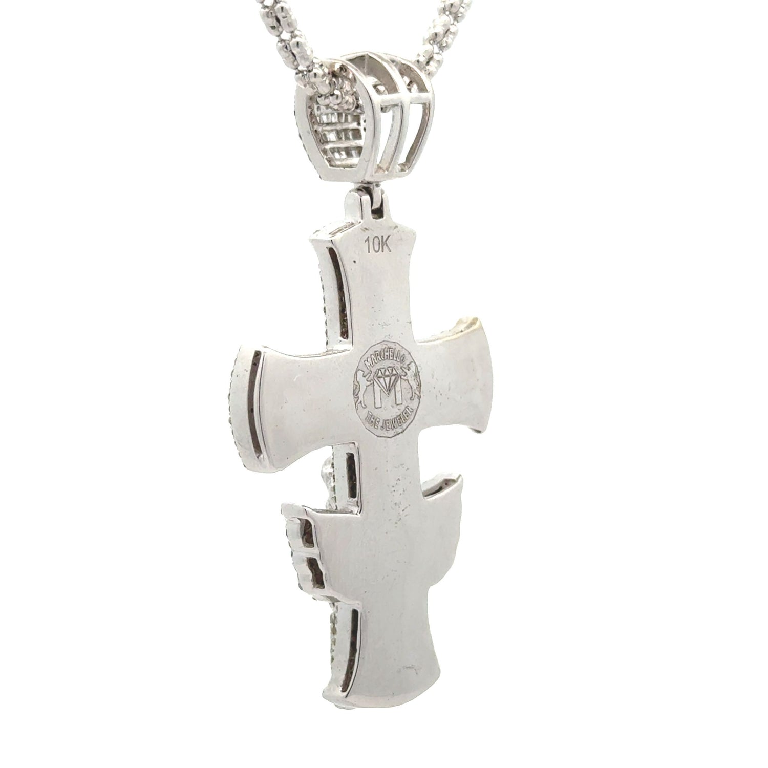 White gold and diamond Cross Pendant and White gold Ice Link Chain