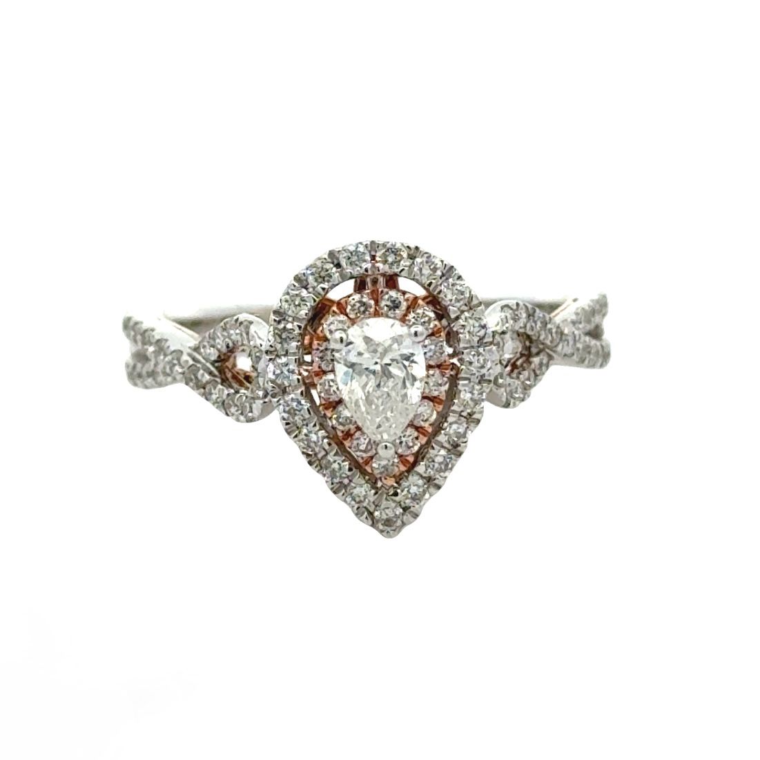 14k two-tone gold and diamond Pear Shape Rosary Ring