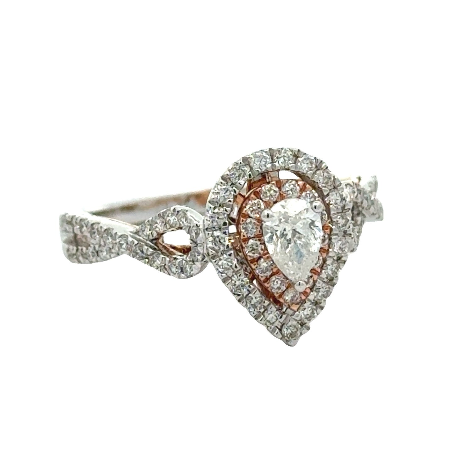 14k two-tone gold and diamond Pear Shape Rosary Ring