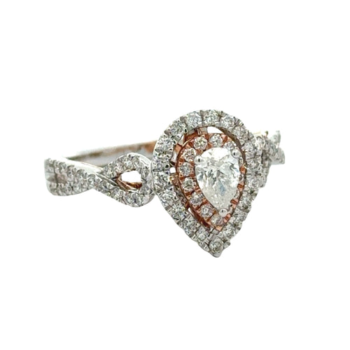 14k two-tone gold and diamond Pear Shape Rosary Ring