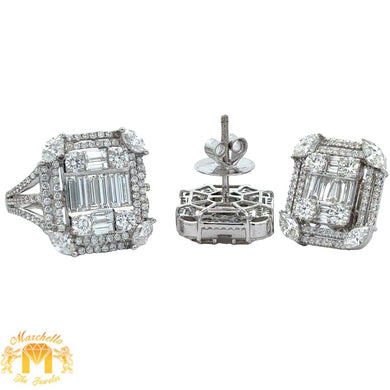 VVS/vs high clarity diamonds set in a 18k White Gold Ladies Ring and Earrings