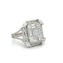 Load image into Gallery viewer, VVS/vs high clarity diamonds set in a 18k White Gold Ladies Ring and Earrings
