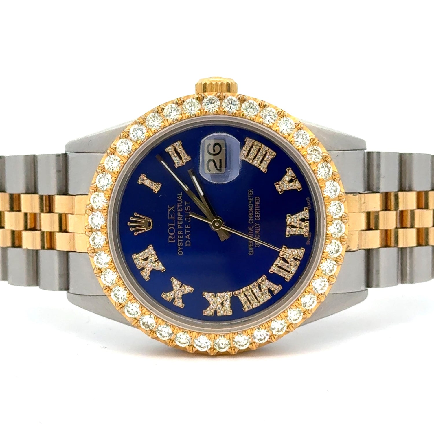 36mm Rolex Watch with two-tone jubilee band + Gold and Diamond Clover Bracelet + Earrings