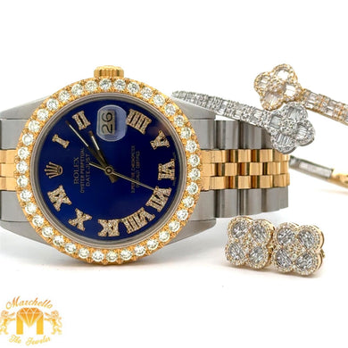 36mm Rolex Watch with two-tone jubilee band + Gold and Diamond Clover Bracelet + Earrings
