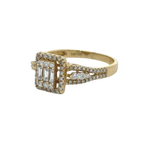 Load image into Gallery viewer, 14k Yellowgold 2 Piece Bridal Engagement Ring and Wedding Band Round and Baguette Diamonds