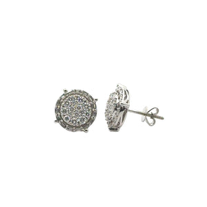 14K Gold and Diamond Round and Baguette Shape Earrings