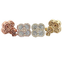 Load image into Gallery viewer, Gold and Diamond Clover Shape Earrings with Round and Baguette Diamonds