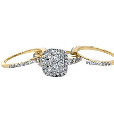 14K 3 Piece Bridal set Ladies Engagement Ring with Round Diamonds