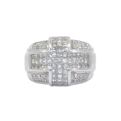14k Whitegold Men's Ring with Princess Cut Diamonds