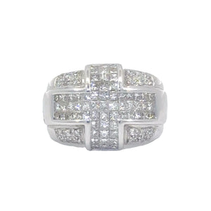 14k Whitegold Men's Ring with Princess Cut Diamonds