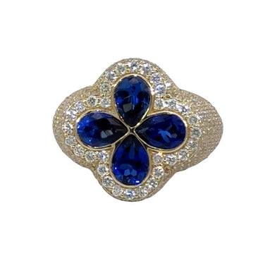 Gold and Diamond RIng with Diamonds and Multi-Colored Stones