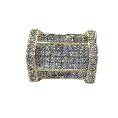 14k Yellow Gold and Diamond Men`s Ring with Round Diamonds