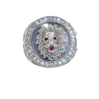 14k White Gold and Diamond Men's Lion Ring