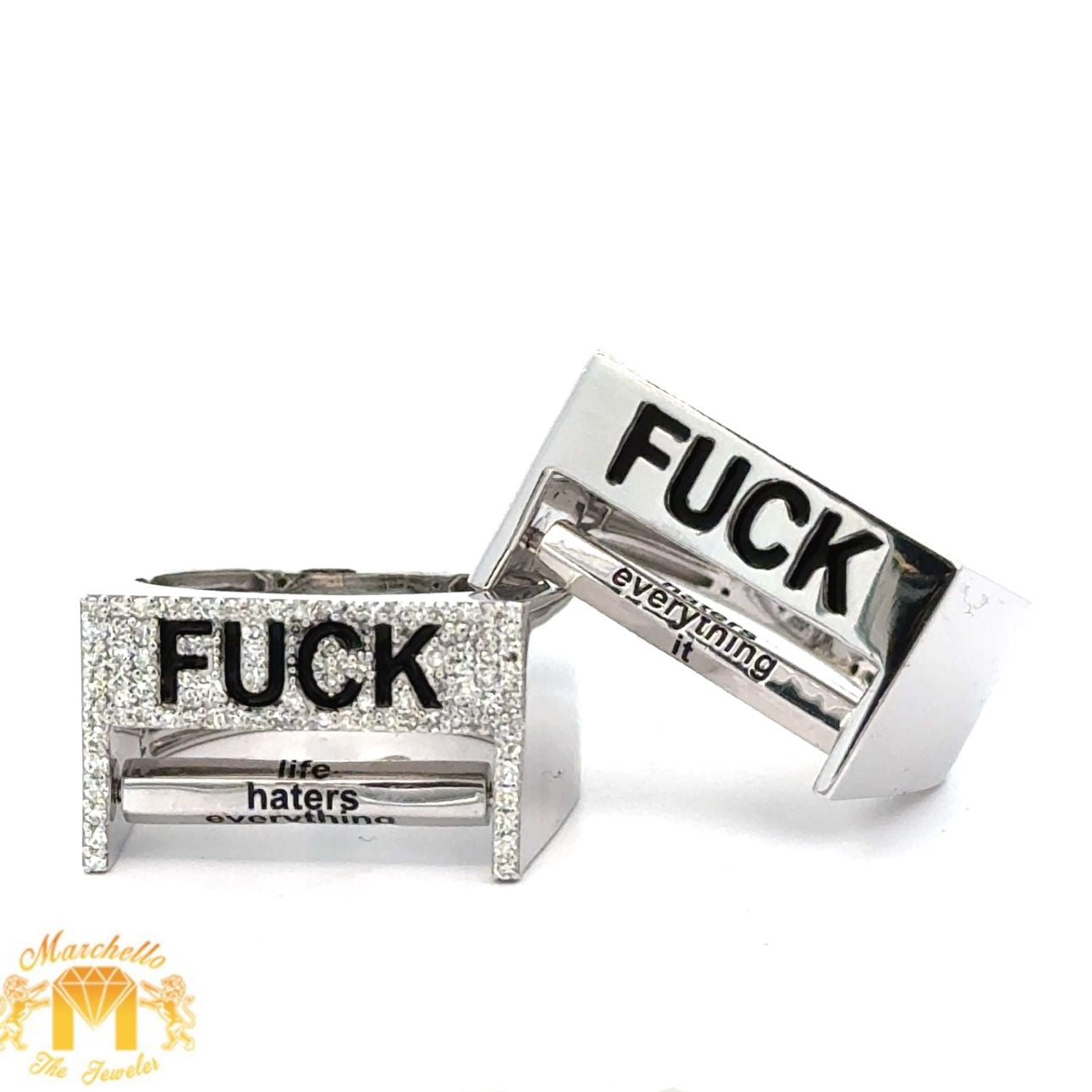 Silver and Diamond  Fuck Ring with round diamonds (choose your style)