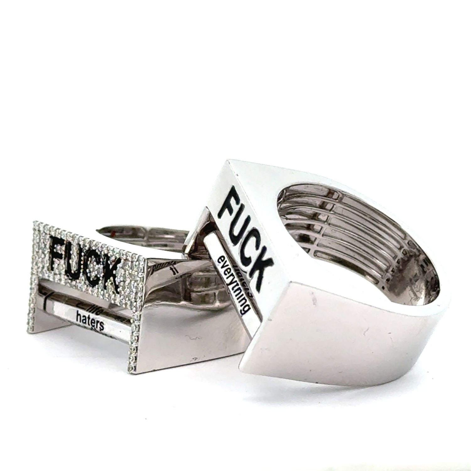 Silver and Diamond  Fuck Ring with round diamonds (choose your style)