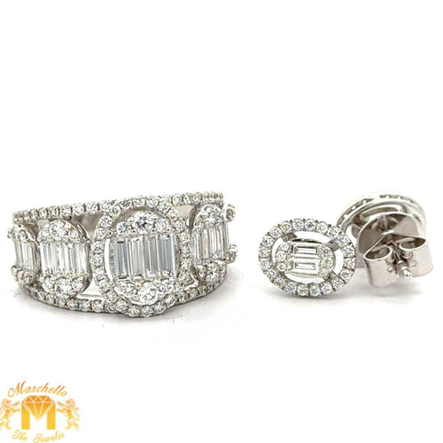 18k white gold and diamond Ring and Earrings