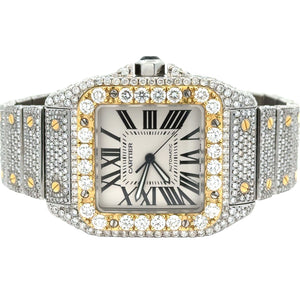 Santos 100 XL Cartier Two-tone gold Watch Iced out