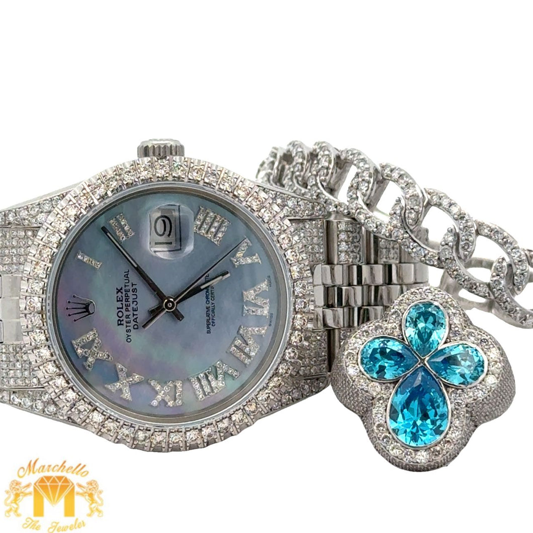 36mm Rolex Watch with stainless steel jubilee band + White Gold and Diamond Bracelet + Ring