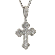14k gold and diamond Cross Pendant and Gold Cuban Chain (choose your color)