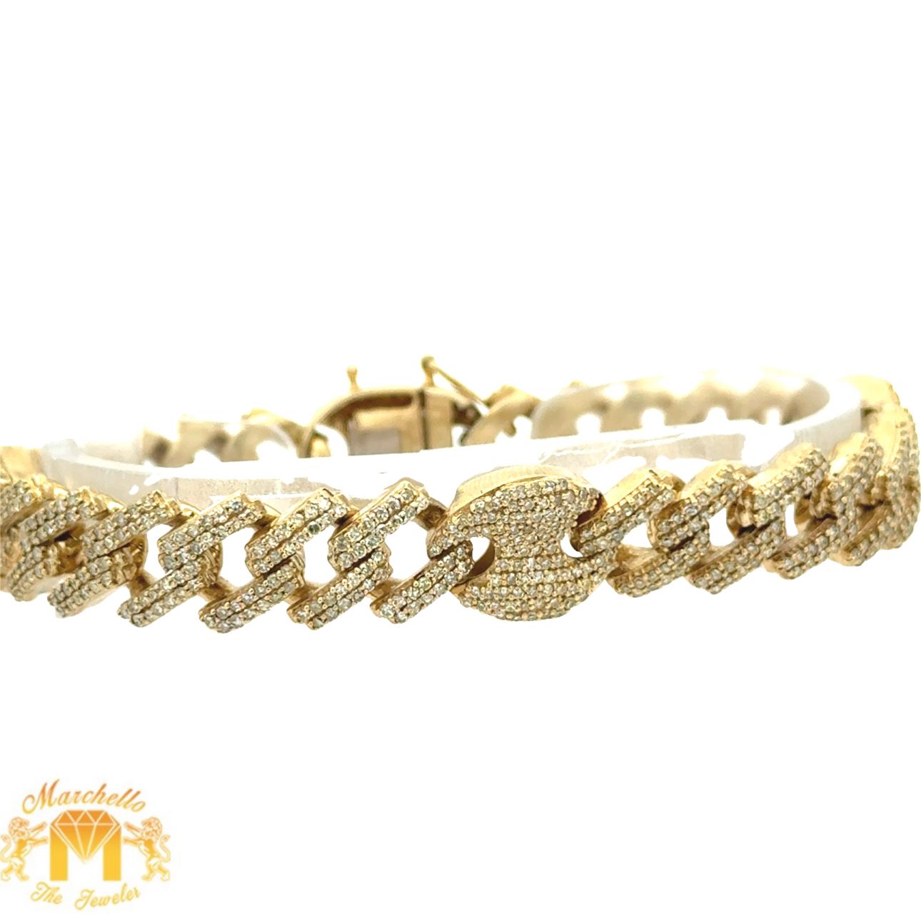 Yellow Gold and Diamond Cuban Bracelet