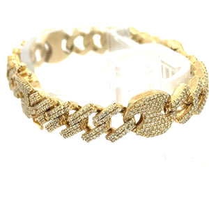 Yellow Gold and Diamond Cuban Bracelet