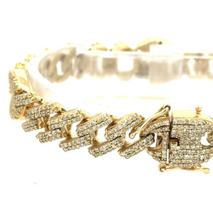 Yellow Gold and Diamond Cuban Bracelet