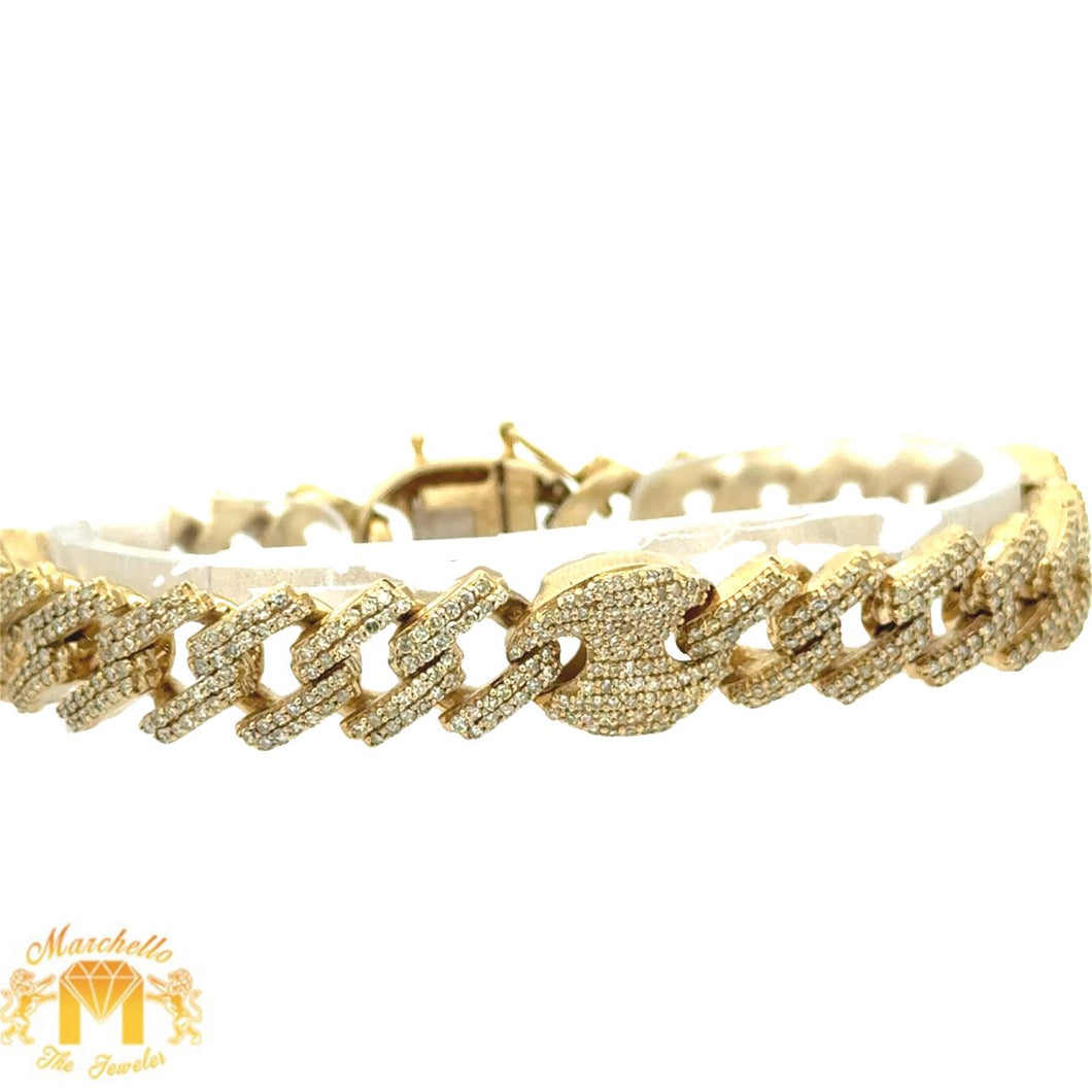 Yellow Gold and Diamond Cuban Bracelet